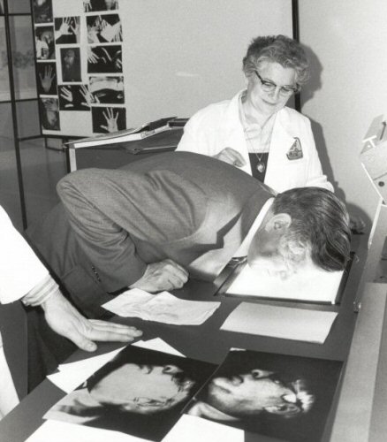 Old Photo, Man Copying Face on Copier, Allen Young Office Machines