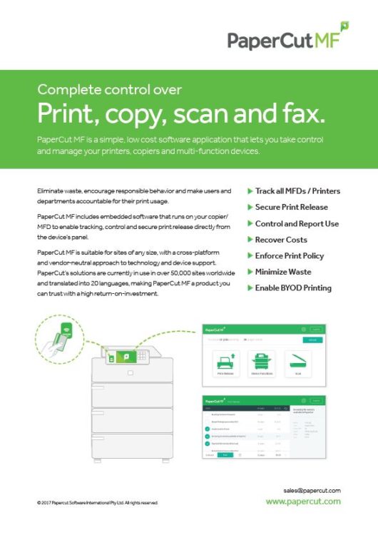 Papercut, Mf, Fact Sheet, Allen Young Office Machines