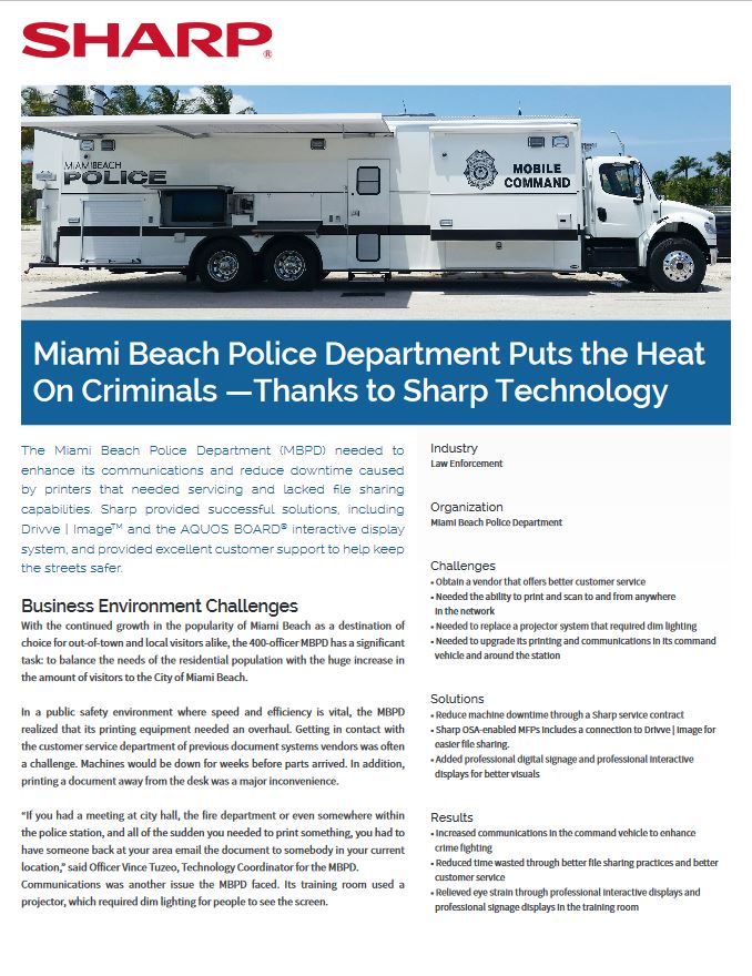 Sharp, Miami Police, Case Study, Allen Young Office Machines