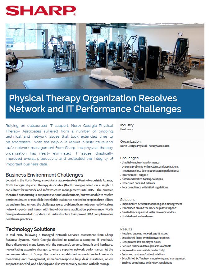 Sharp, Physical Therapy Organization, Case Study, Allen Young Office Machines