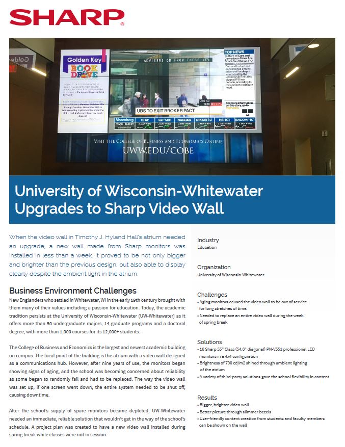 Sharp, University Of Wisconsin, Video Wal,l Case Study, Education, Allen Young Office Machines