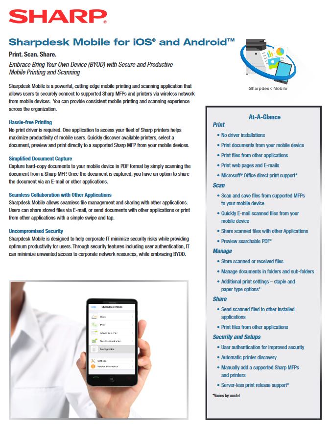 Sharpdesk, Mobile, Data Sheet, Allen Young Office Machines