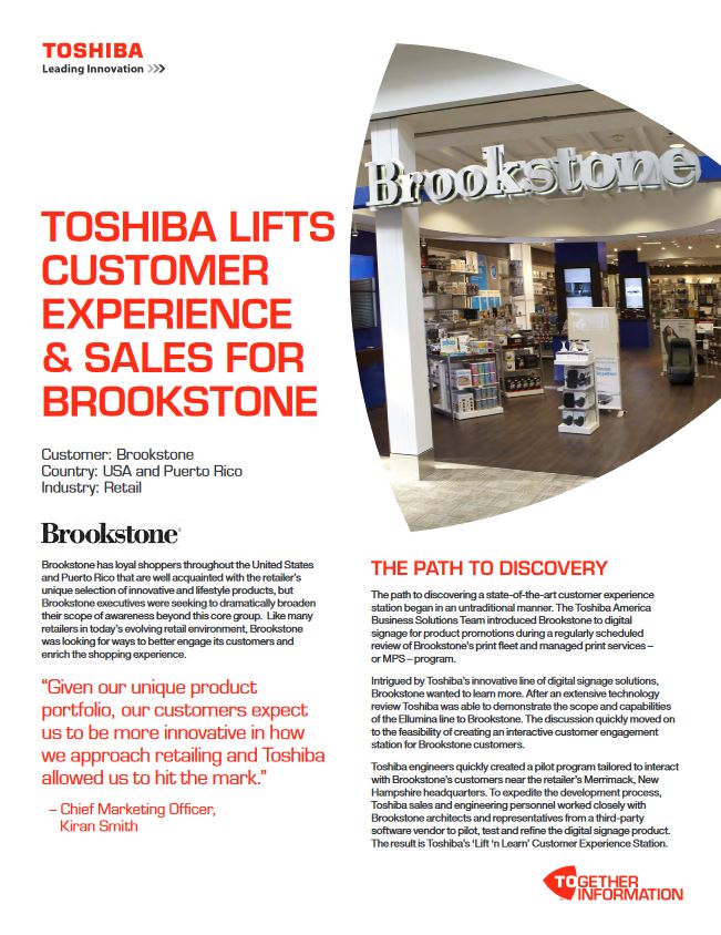 Brookstone, Case Study, Digital Signage, Toshiba, Allen Young Office Machines